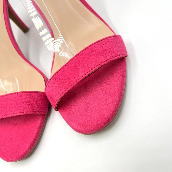 Bandolino Womens Size 10 Fuchsia Pink Faux Suede Microsuede Sandals Heels Shoes - Picture 5 of 13